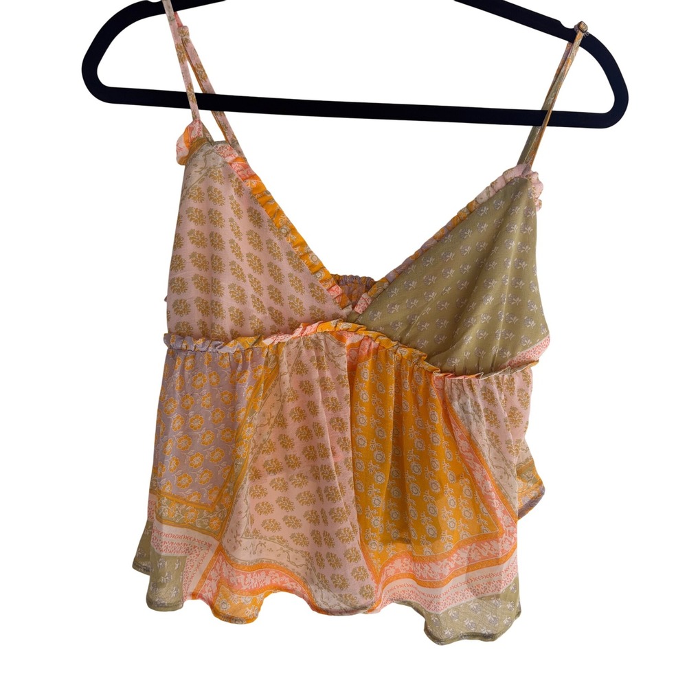 Free People Floral Print Cami Top Womens Adjustable Straps Sleeveless